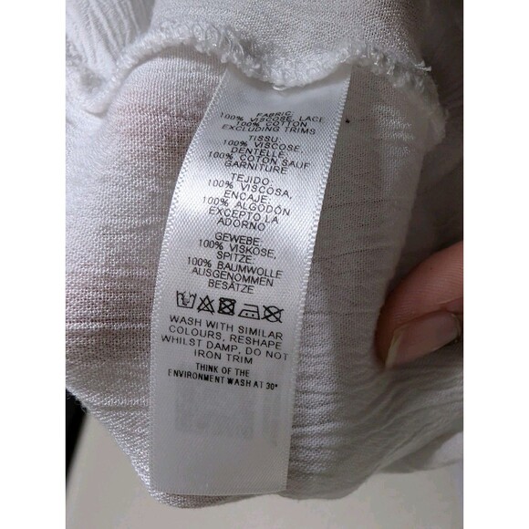 ASOS White Boho Maxi Dress 4 Cowrie Shell Lace Up Beach Cover Up Viscose - Picture 12 of 12